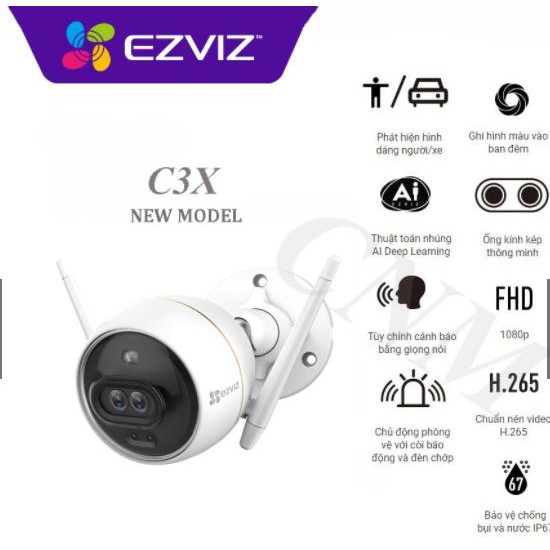 Camera Wifi EZVIZ Ngoài Trời C3X (CS-CV310) 2.0MP 1080P , có màu ban đêm, báo động công nghệ Ai | BigBuy360 - bigbuy360.vn