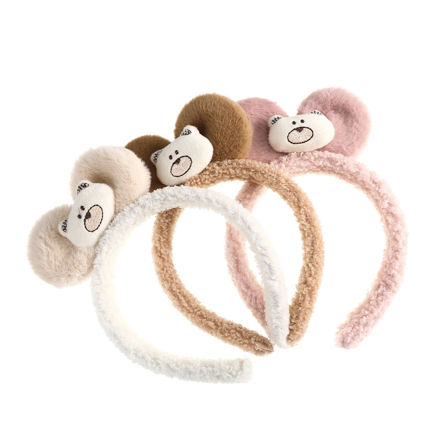 Băng đô cài tóc hình chú gấu nhồi bông mềm mại phong cách Hàn Quốc xinh xắn