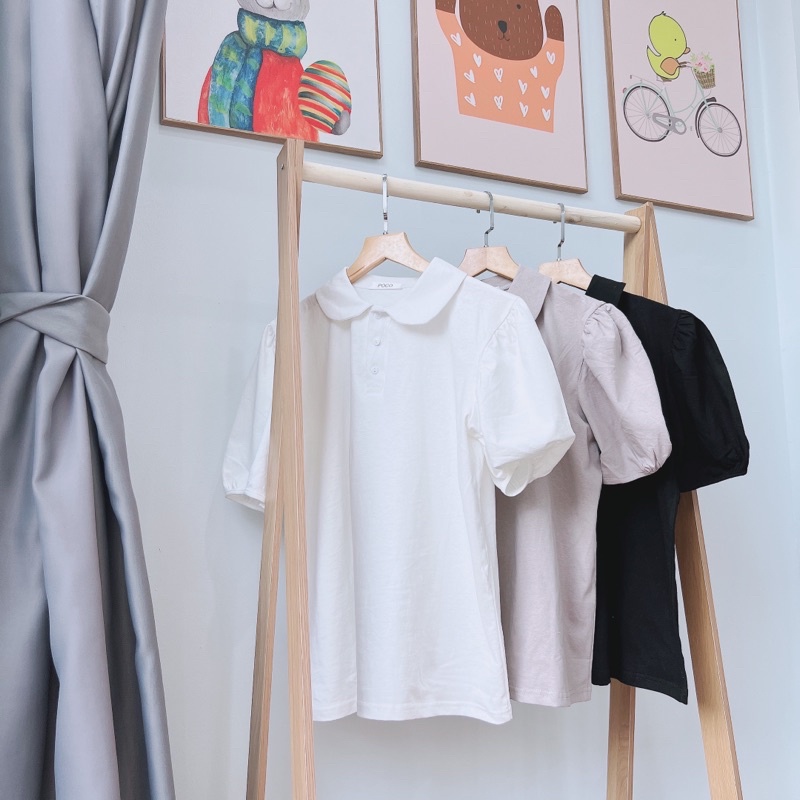 Áo có cổ nữ  FREESHIPÁo thun polo nữ -trắng hàn quốc freesize dưới 58kg vừa Unisex -Áo nữ bigsize
