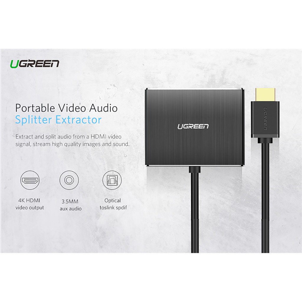 Bộ Chuyển HDMI Sang Cổng HDMI + Audio 3.5mm + Cổng SPDF (optical) Ugreen 40281