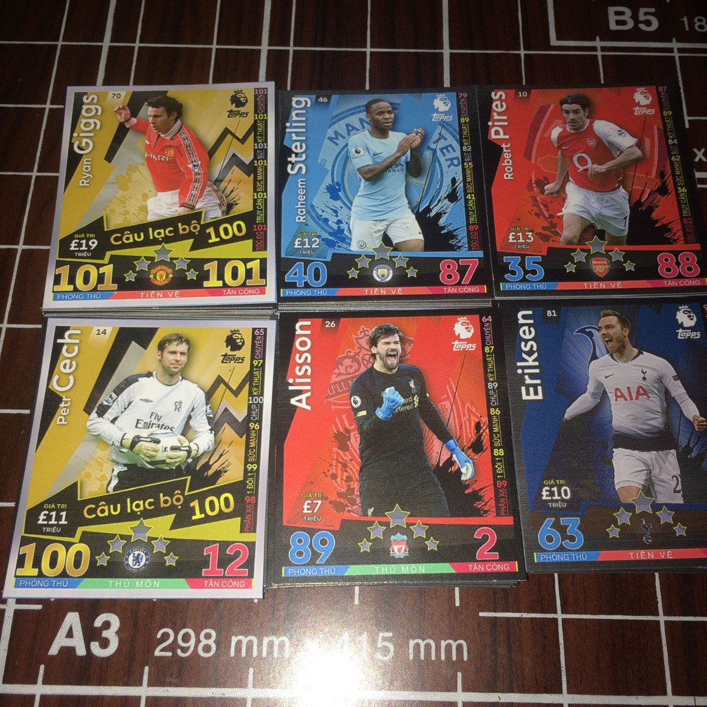 Bộ sưu tập thẻ Match Attax Big Six Ngoại hạng Anh kích thước POCA Việt Nam