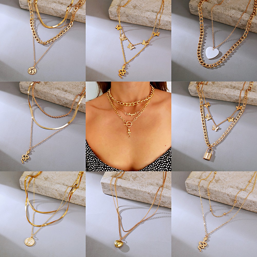 Dây chuyền nhiều lớp phong cách cổ điển nhiều kiểu dáng thời trang cho nữ