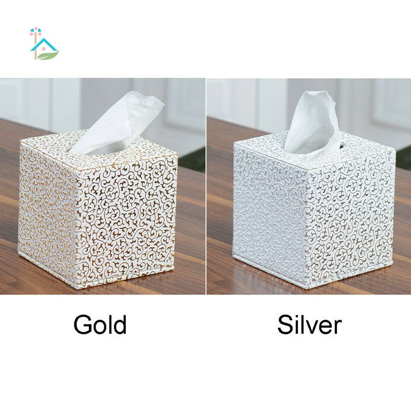 Hộp Đựng Khăn Giấy Hình Vuông Khắc Họa Tiết Dùng Trang Trí Nhà / Văn Phòng / Khách Sạn