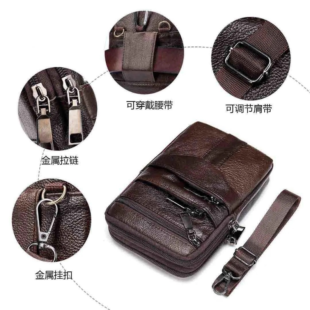 Túi đựng điện thoại tp011 đeo thắt lưng đa năng bằng da bò chống thấm nước