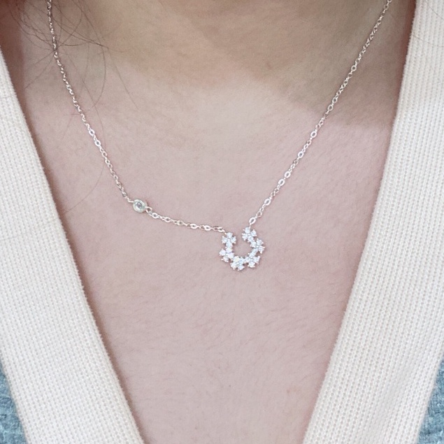 Dây Chuyền Bạc Ta CaoBac Jewellery Cho Nữ Đính Đá Hoạ Tiết Nửa Hàng Hoa