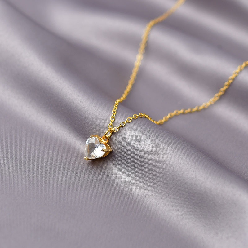 XiaoboACC Dây Chuyền Khối Zircon Họa Tiết Bướm / Vương Miện / Trái Tim / Rỗng Thời Trang Hàn Quốc Dễ Thương