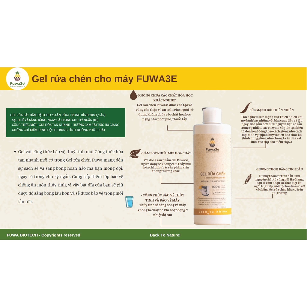 Nước rửa bát cho máy hữu cơ Fuwa3e 2L
