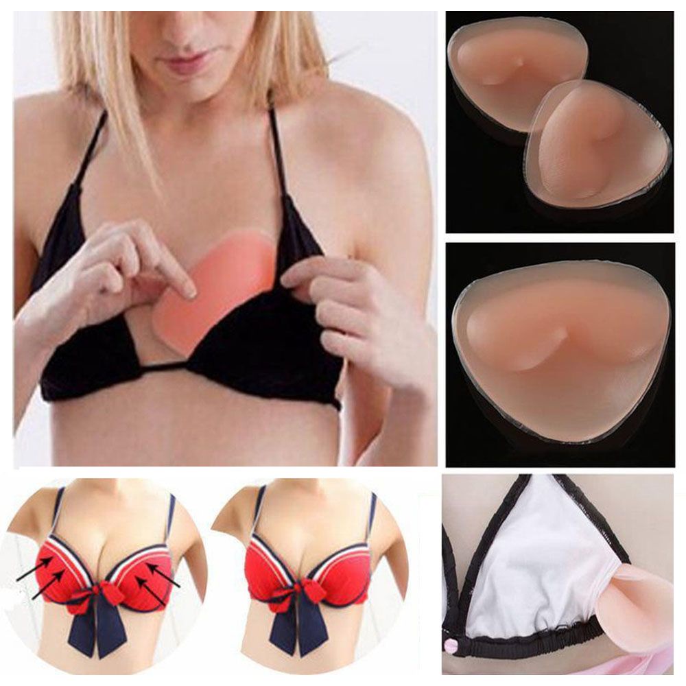 1 Cặp miếng đệm ngực tam giác bằng silicon 2 màu chất lượng cao cho nữ