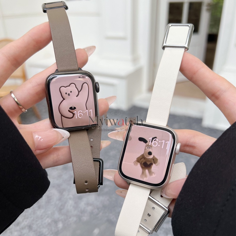 Dây Đeo Đồng Hồ Bằng Da Thật Thời Trang Cho iwatch Series 7 6 5 4 3 SE 21 41mm 45mm 44mm 40mm 42mm 38mm