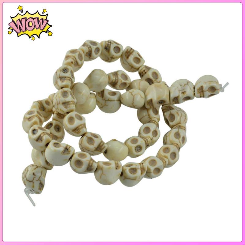 Chuỗi Hạt Hình Đầu Lâu Màu Trắng Ngọc Lam 1 Sợi Dùng Làm Trang Sức Thủ Công