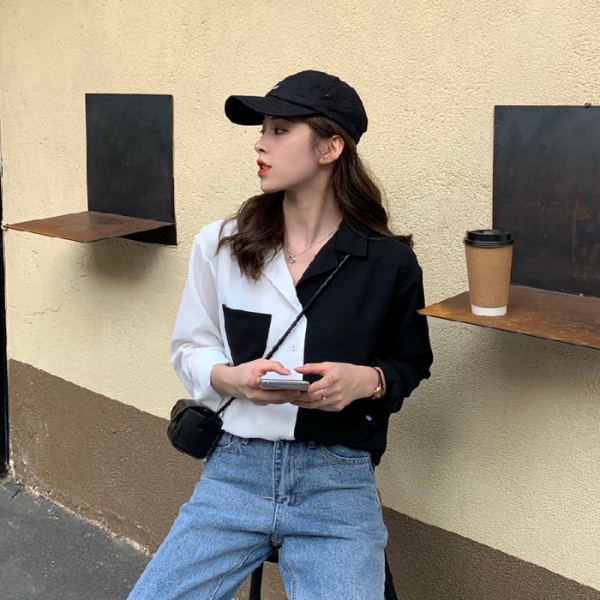 Áo sơ mi SUXI tay dài dáng rộng trẻ trung phong cách Hàn Quốc cho nữ