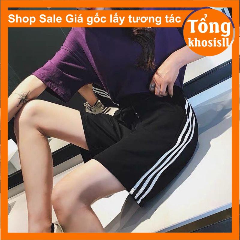 MÃ TONGB6 giảm 5k ĐƠN 199k⚡Quần short đùi 3 sọc ống rộng chất sạn Hàn ⚡Thời trang thể thao nam nữ unisex