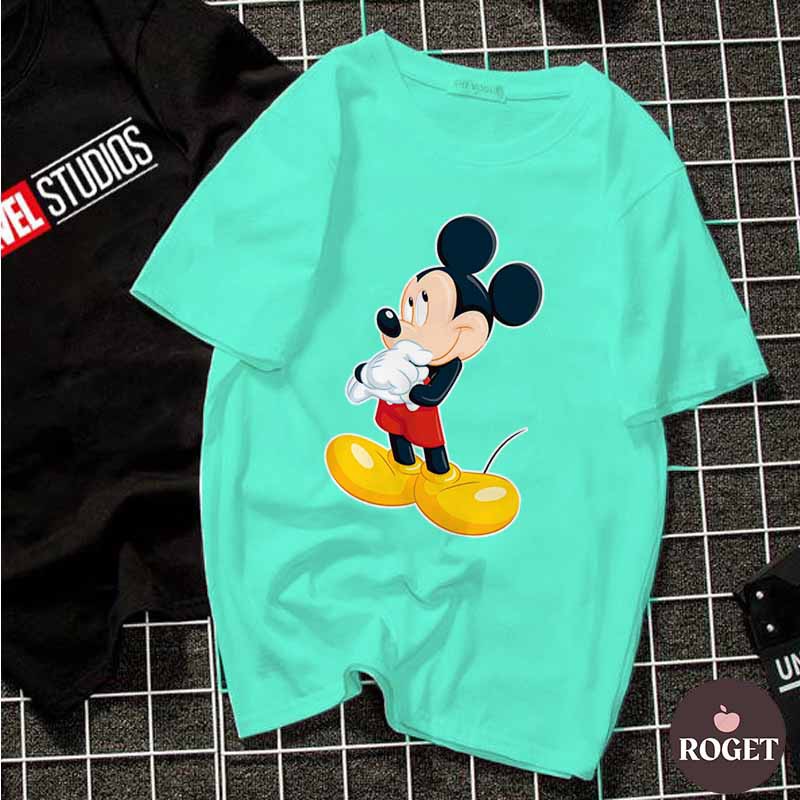 Áo thun Unisex  Mickey suy ngẫm Cotton Thun - Dẽ Thương