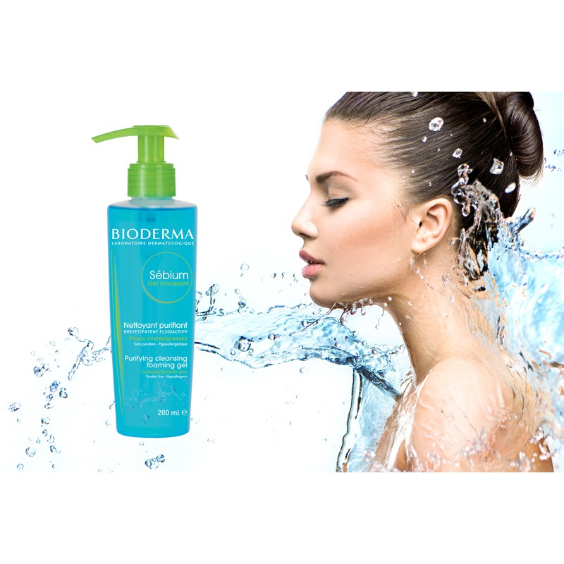 Gel Rửa Mặt Bioderma Sébium Gel Moussant dành cho da dầu, hỗn hợp 200ml của Pháp dạng vòi | BigBuy360 - bigbuy360.vn