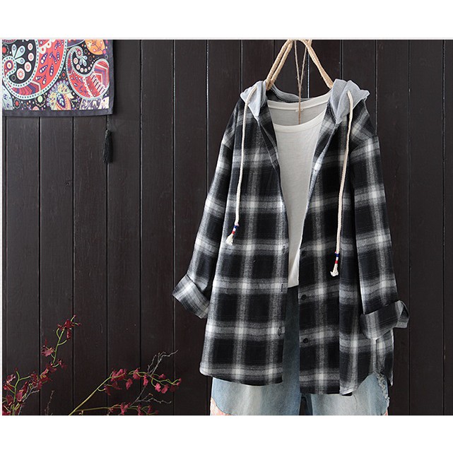 [ảnh thật] ÁO KHOÁT SƠ MI PHỐI NÓN NỈ | BigBuy360 - bigbuy360.vn