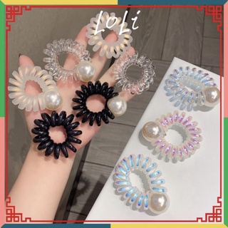 Dây cột tóc lò xo đính hạt ngọc sang chảnh