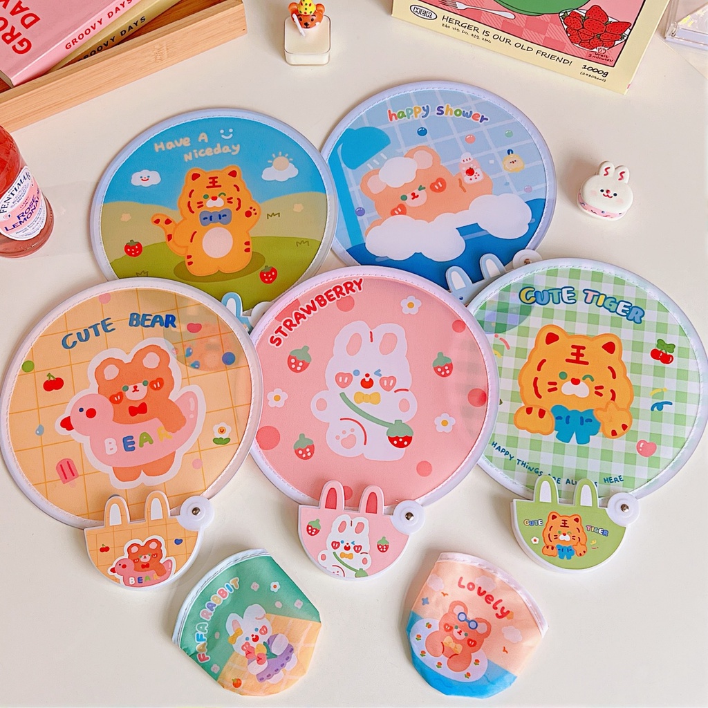 Quạt gió cầm tay mini gấp gọn hoạt hình dễ thương OT04