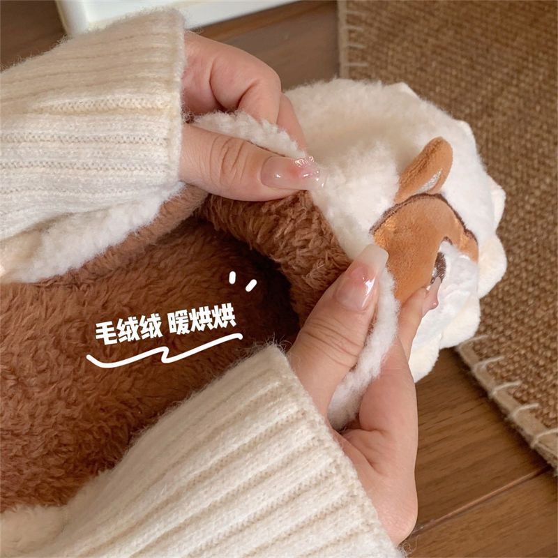 Oeteo Dép Bông Đi Trong Nhà Mũi Tròn Hình Mèo Dễ Thương Cho Nữ