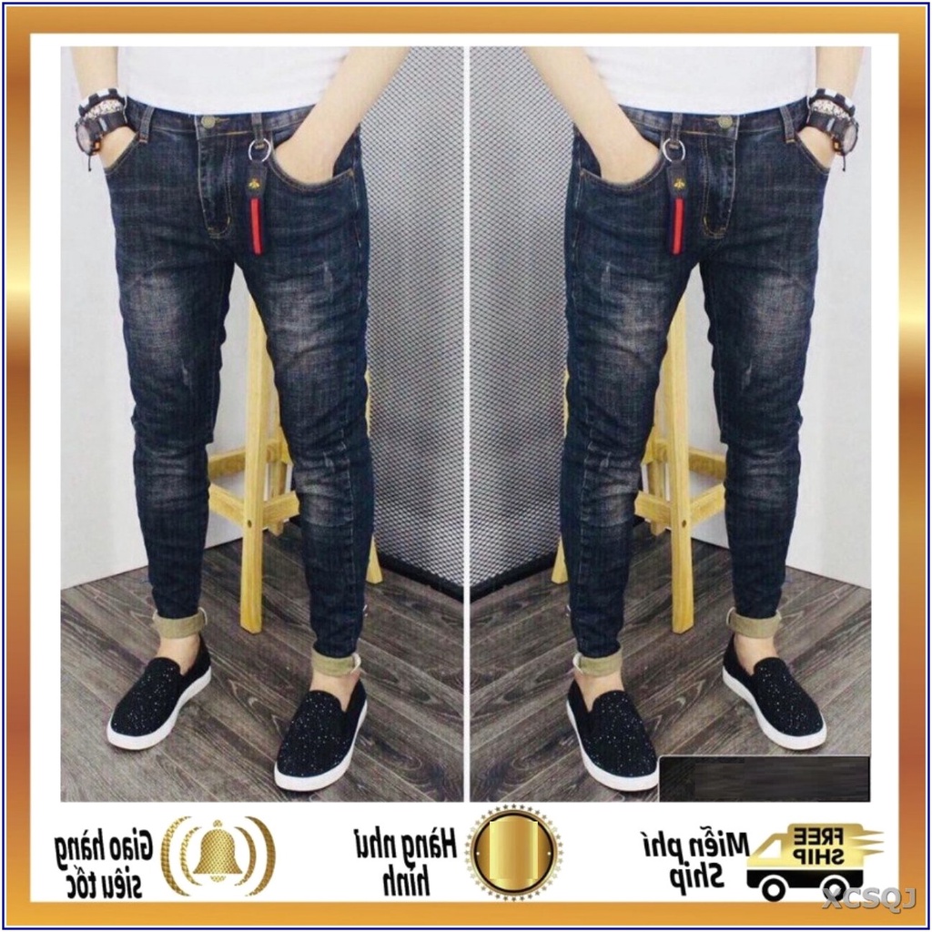 Quần jean nam cao cấp 384 MÀU NGẢ XANH cào xước , không xù lông, không ra màu, chất giãn tốt -v2-163