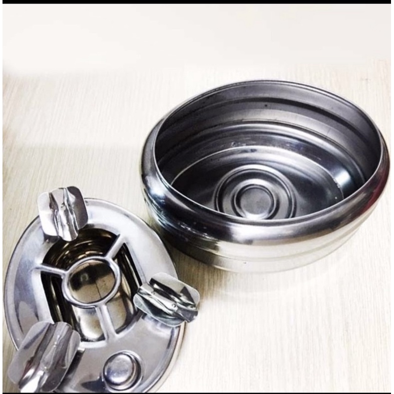 Gạt tàn thuốc lá inox có 2 ngăn tiện lợi-gạt tàn bấm