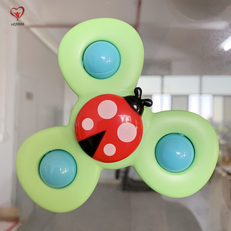 SPINNER Set 3 Đồ Chơi Con Quay Hình Bông Hoa / Côn Trùng Có Giác Hút Gắn Trên Bàn Dành Cho Các Bé