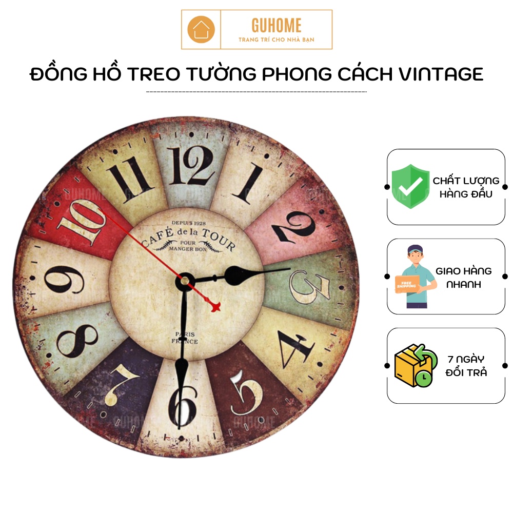 [RẺ VÔ ĐỊCH] Đồng Hồ Treo Tường Decor Phong Cách Vintage, Cổ Điển Đường Kính 30cm