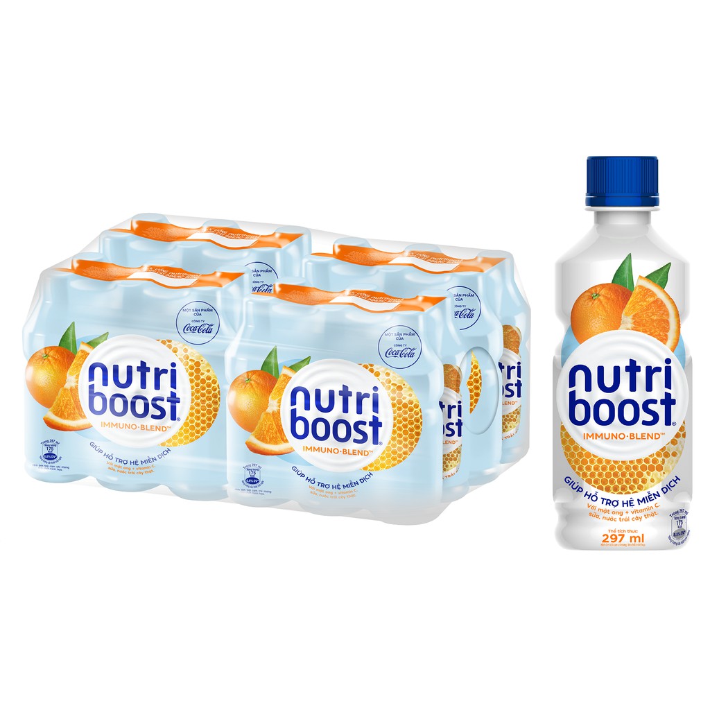 Lốc 24 Chai Sữa Nutriboost Thế Hệ Mới Hương Cam (297ml/chai)