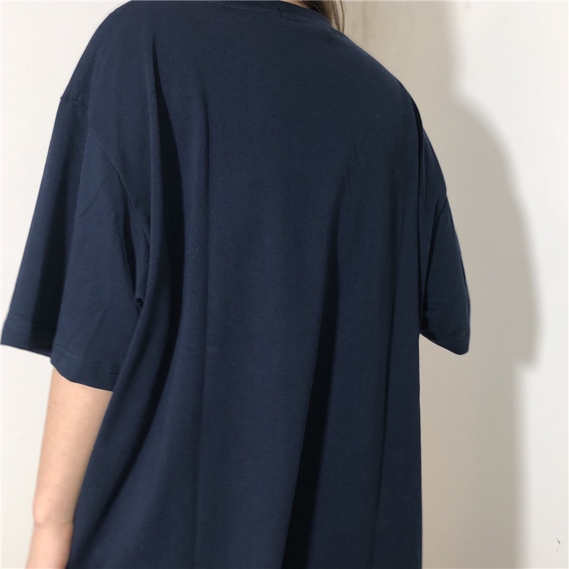 Áo Thun Tay Ngắn Màu Sắc Retro Phong Cách Hàn Quốc Cho Nữ