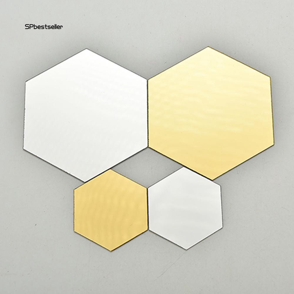 Bộ 12 miếng dán tường tráng gương hình lục giác bắt mắt