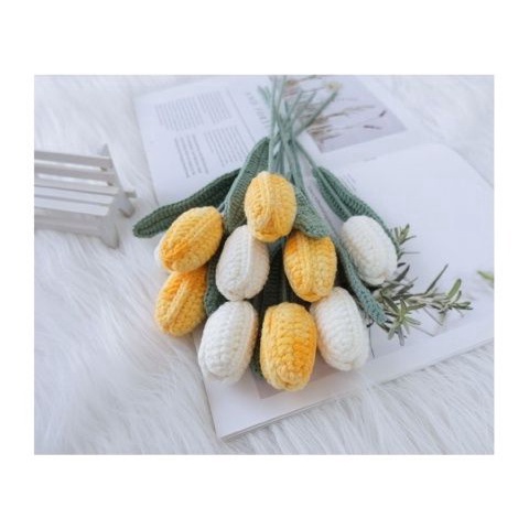 [DIY] Hoa tulip đan bằng tay, đan bằng len, tự làm quà tặng