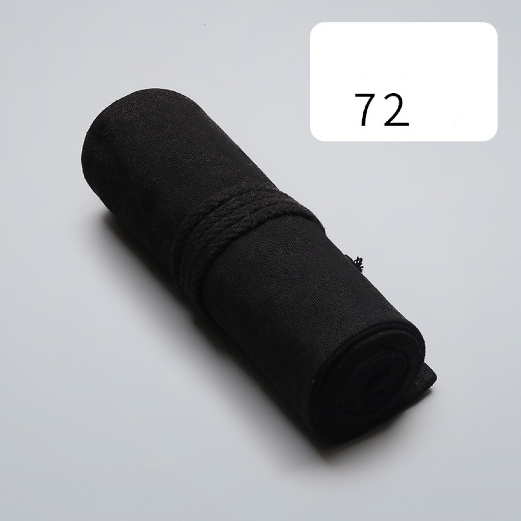 Túi đựng bút, Túi đựng bút vải canvas dạng cuộn Màu đen 24/36/48/72 ngăn
