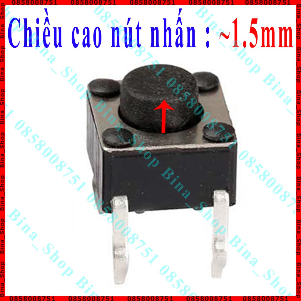 [10 cái] Nút nhấn nhả 4 chân 6x6x5mm, Công tắc Reset/Passing/Arduino/DIY/DIP