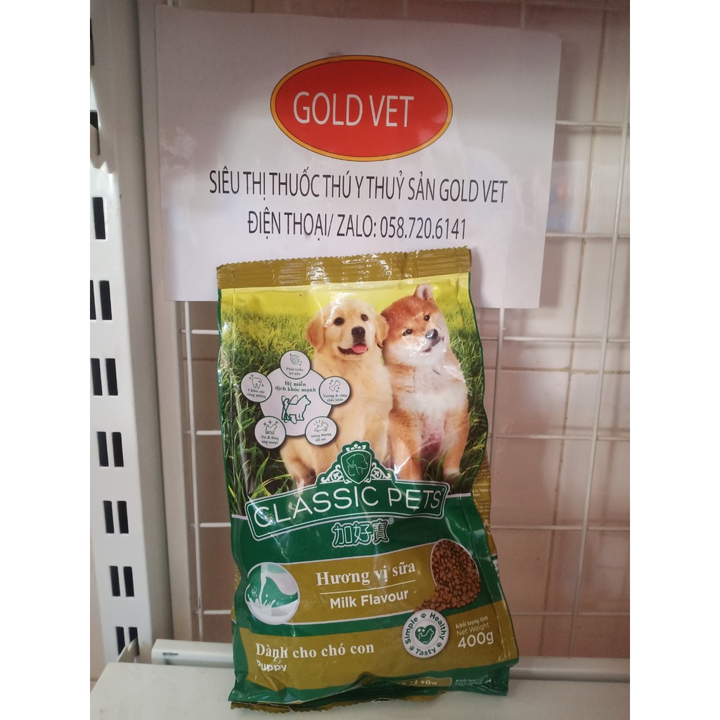 [Giá rẻ] Thức Ăn Cho Chó Con Classic Pets Vị Sữa Hạt Khô Gói 400G