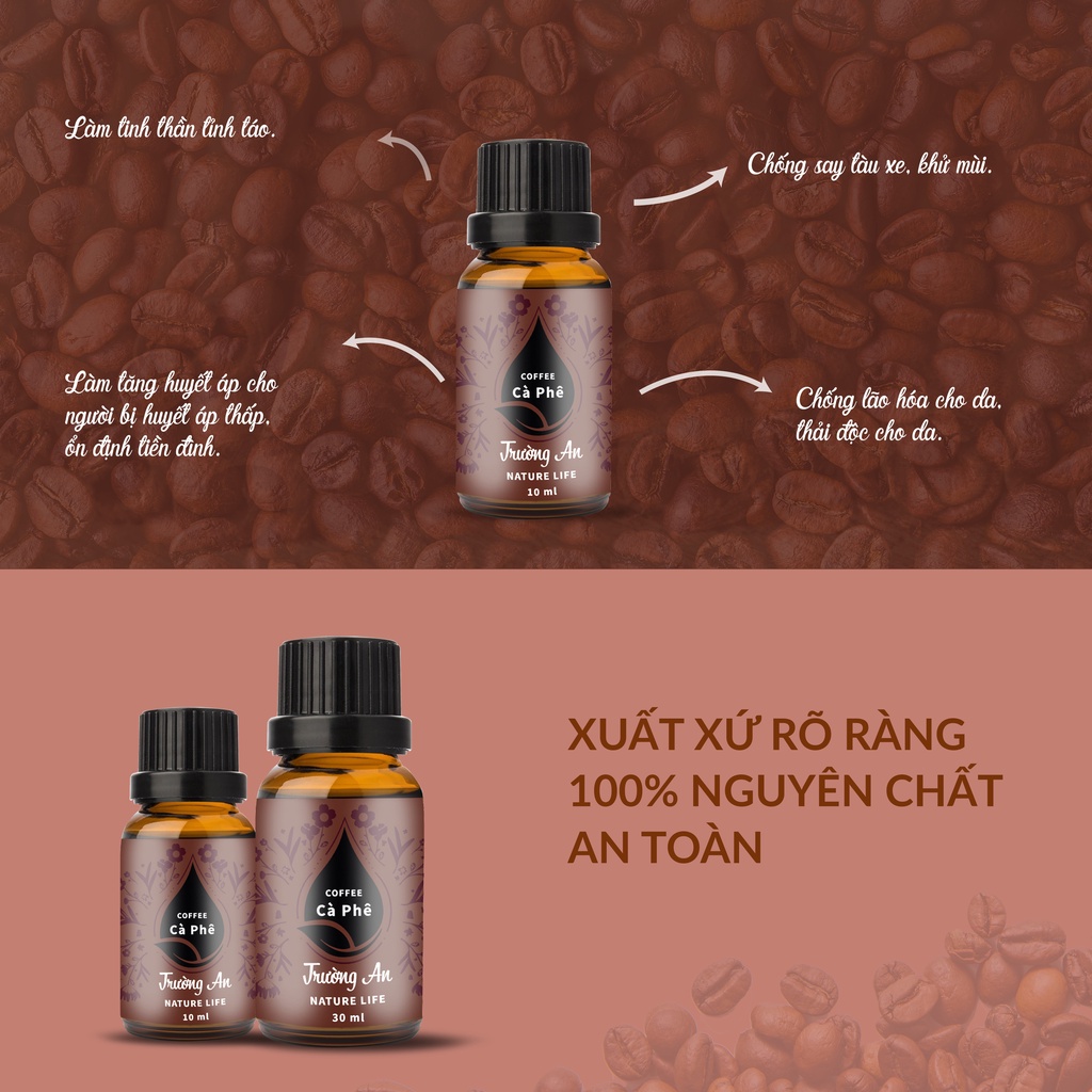 Tinh dầu Cafe Coffee Trường An Essential Oil, xuất sứ thiên nhiên không pha tạp chất, có giấy kiểm định COA