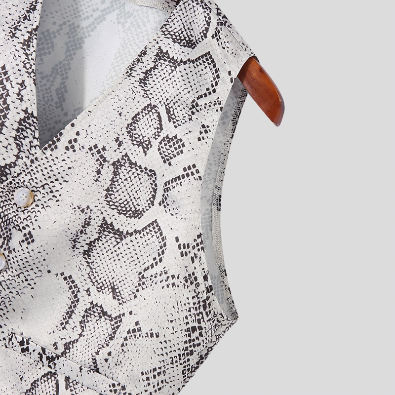 Set đồ 2 mảnh INCERUN gồm áo croptop sát nách và quần dài họa tiết da rắn thời trang cá tính