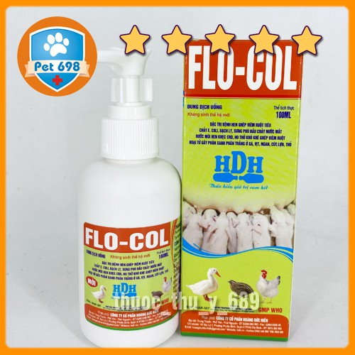 Hộp 100ml xịt FLO-COL Nâng cao đề kháng phòng bệnh đường tiêu hóa trên lợn con, thỏ con, thú nhỏ PET-698