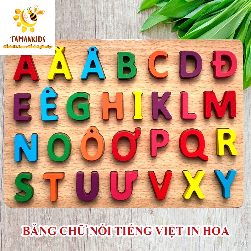 Bảng Lắp Ghép Chữ Cái Tiếng Việt In Hoa Bằng Gỗ