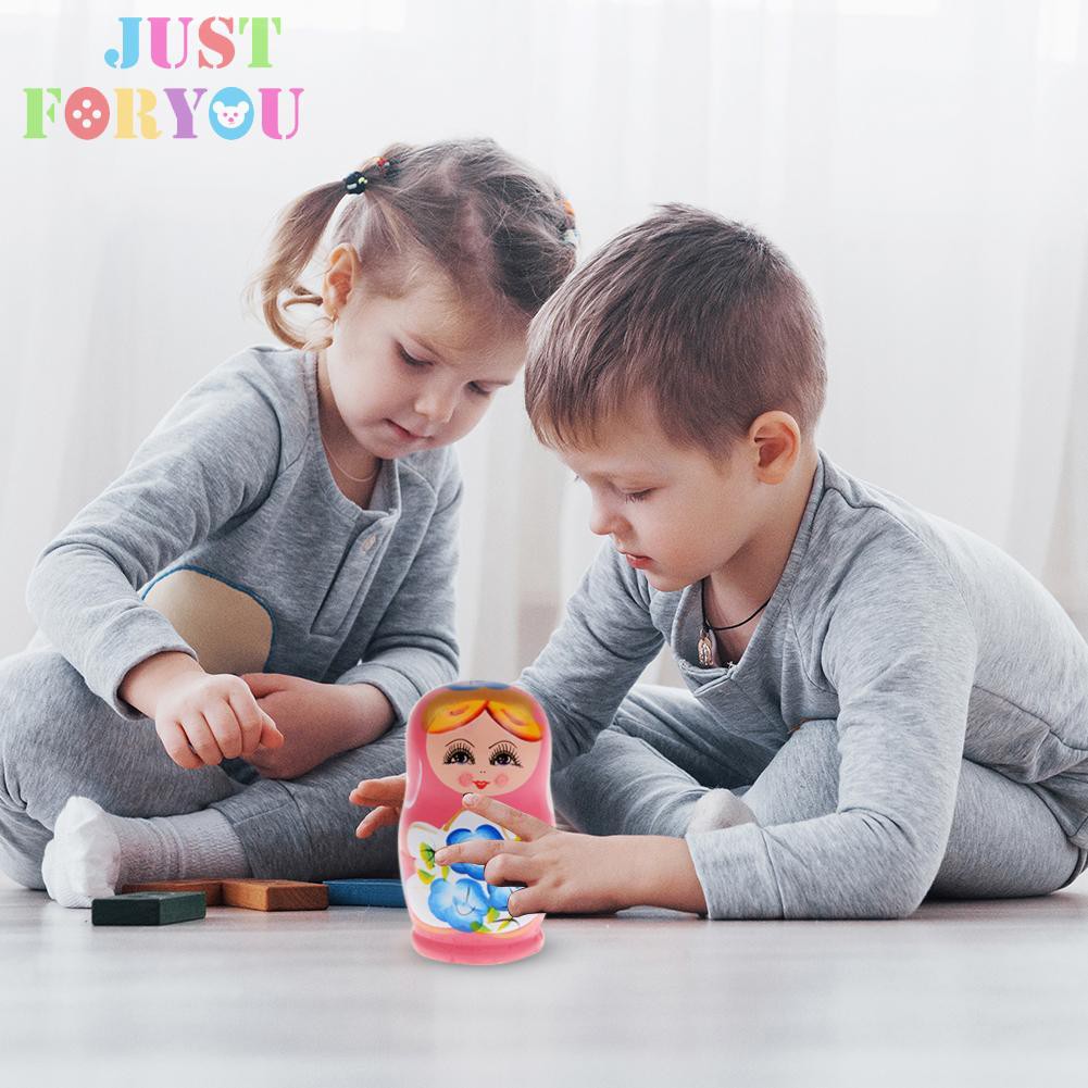 Bộ 5 Búp Bê Nga Matryoshka Bằng Gỗ Vẽ Tay Độc Đáo Dùng Trang Trí