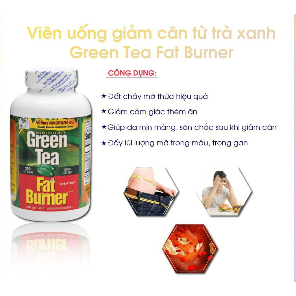 (Chính Hãng)Viên Uống Giảm Mỡ Trà Xanh Green Tea Fat Burner 400mg Chính Hãng USA Mỹ