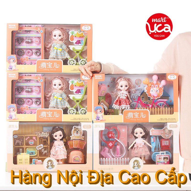 Bộ Đồ Chơi Búp Bê Công Chúa Chibi Cho Bé Gái Nhập Vai Vui Nhộn Sáng Tạo BarBie Bé Gái Thú Cưng Đi Học Siêu Thị