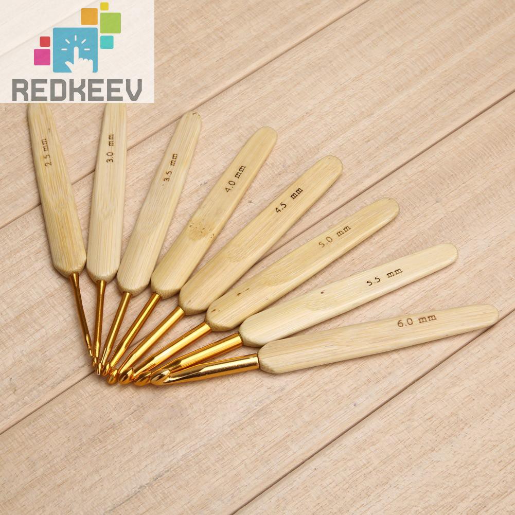 Set 8 Kim Móc Len Cán Tre 8 Kích Thước 2.5mm - 6mm Redkeev