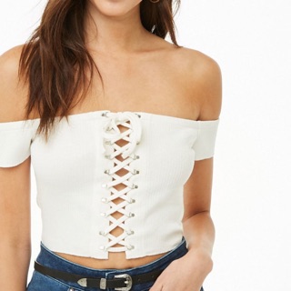 Áo bẹt vai đan dây f21