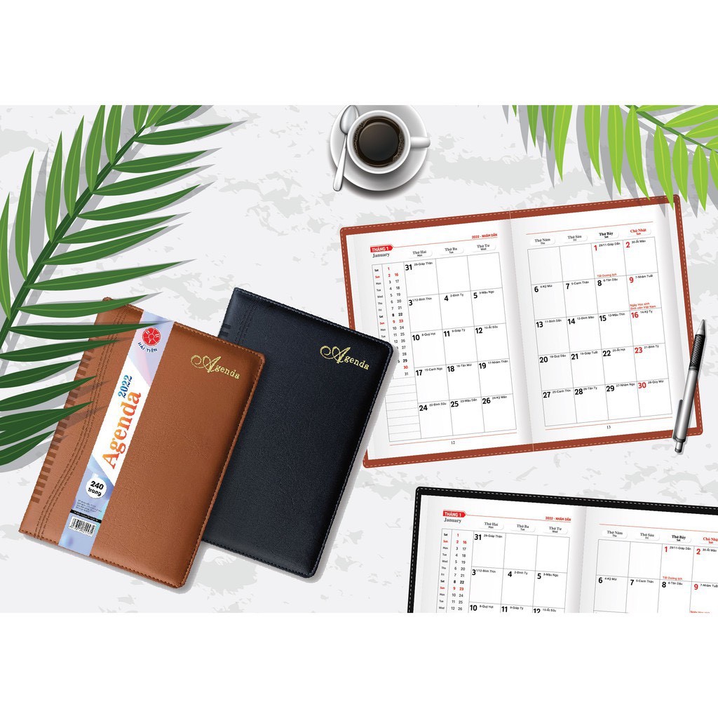 Sổ lịch Agenda 2022 Hải Tiến khổ B5 Mã 4535, KT: 170x240mm