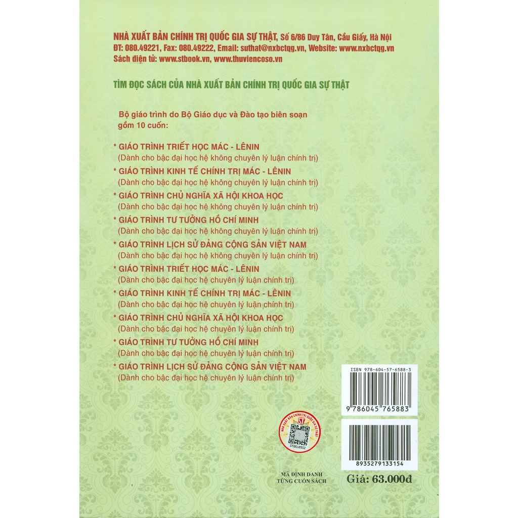 Sách - Giáo Trình Kinh Tế Chính Trị Mác - Lênin (Dành Cho Bậc Đại Học Hệ Không Chuyên Lý Luận Chính Trị)