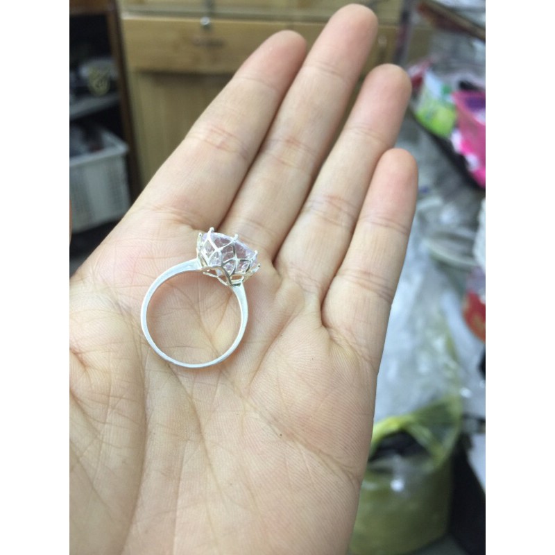 Nhẫn bạc ta đá to nhân tạo trên 1cm kiểu mới siêu sáng đẹp