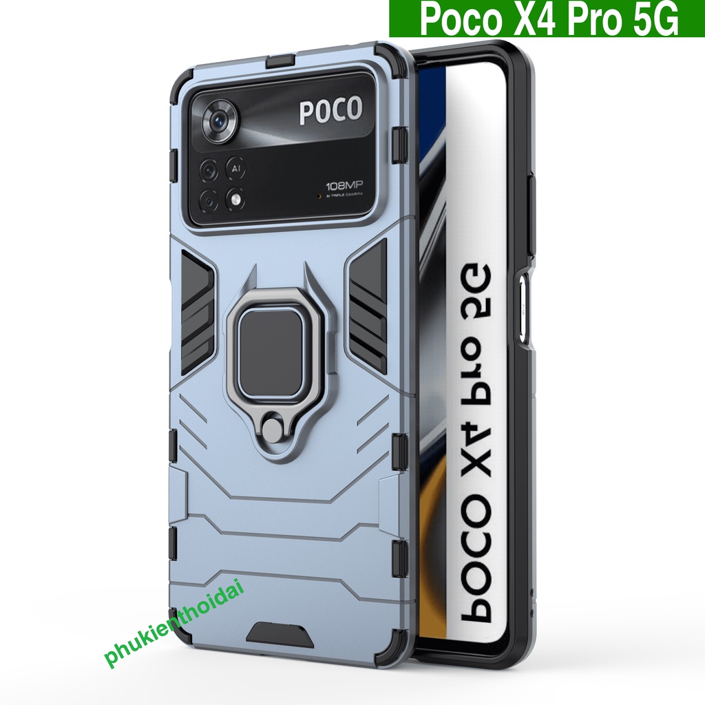Ốp lưng Poco X4 Pro 5G Iron Man Iring chống sốc chống va đập mạnh giá đỡ xem phim