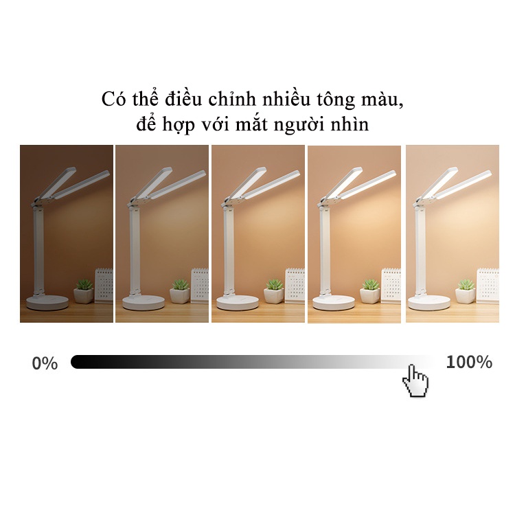 Đèn LED Để Bàn Học Bàn Làm Việc KUNBE Thiết Kế Sáng Tạo Với 2 Thanh Led Rời, Cảm Ứng Tích Điện Pin, Chống Cận Thị