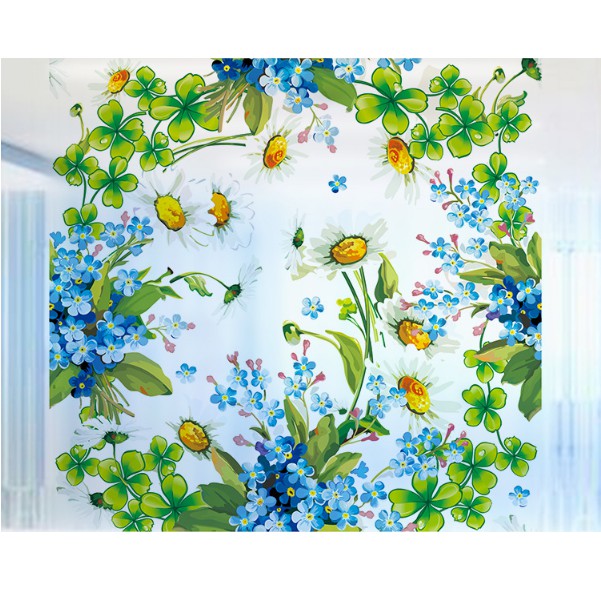 Decal dán kính cao cấp - Vòng Hoa muôn màu ( 60x58cm )