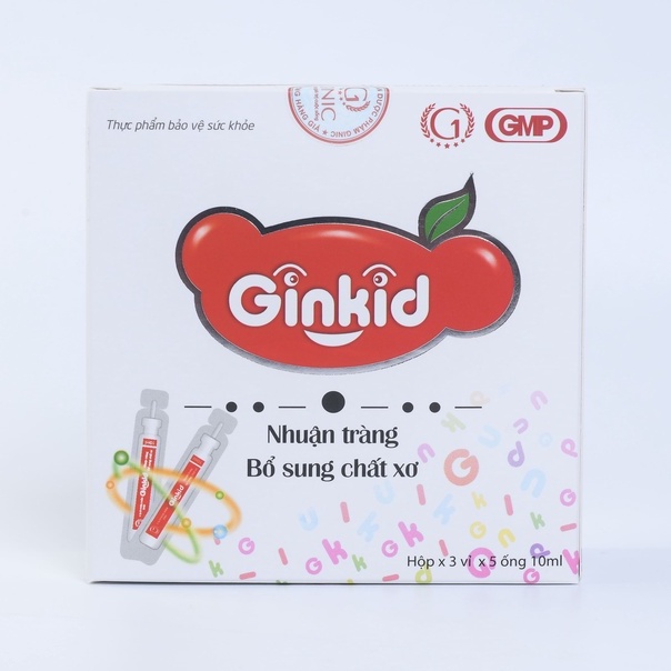 Hộp Gồm 15 Ống Uống Siro Nhuận Tràng GINKID - Cải Thiện Táo Bón Ở Trẻ, Bổ Sung Chất Xơ Hòa Tan, Ổn Định Hệ Tiêu Hóa