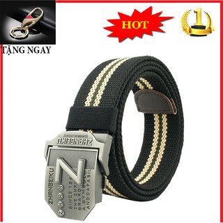 Dây nịt lính vải bố Mặt Z thép không gỉ, Dây nịt Nam quân đội siêu bền đẹp